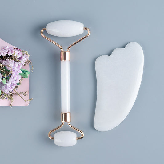 Natural Jade Roller Set — Facial Massage & Gua Sha Kit