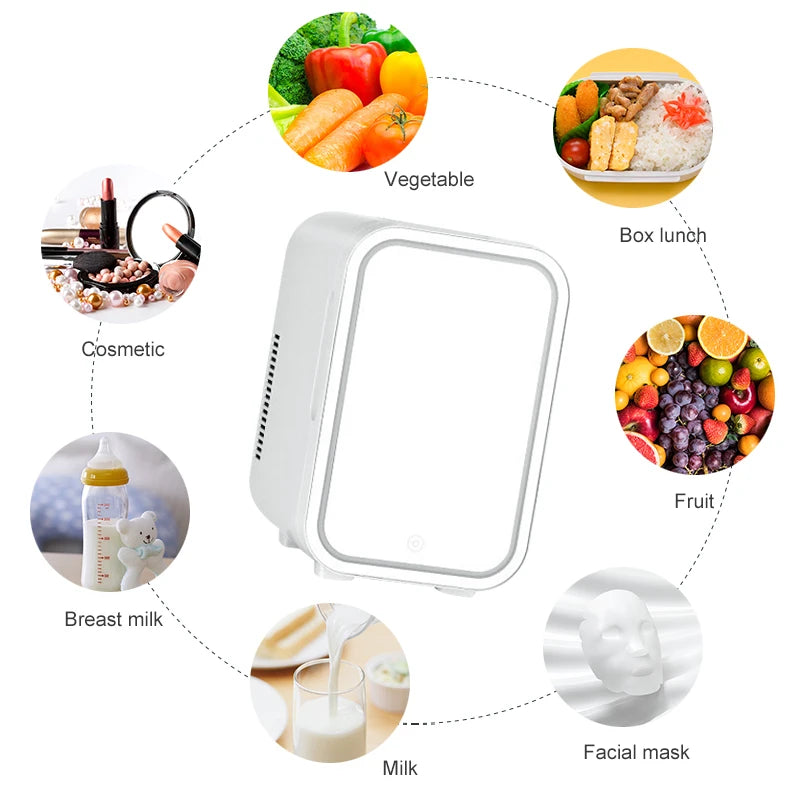 GlamChill 4L Mini Skincare Fridge — Beauty Fridge with LED Mirror